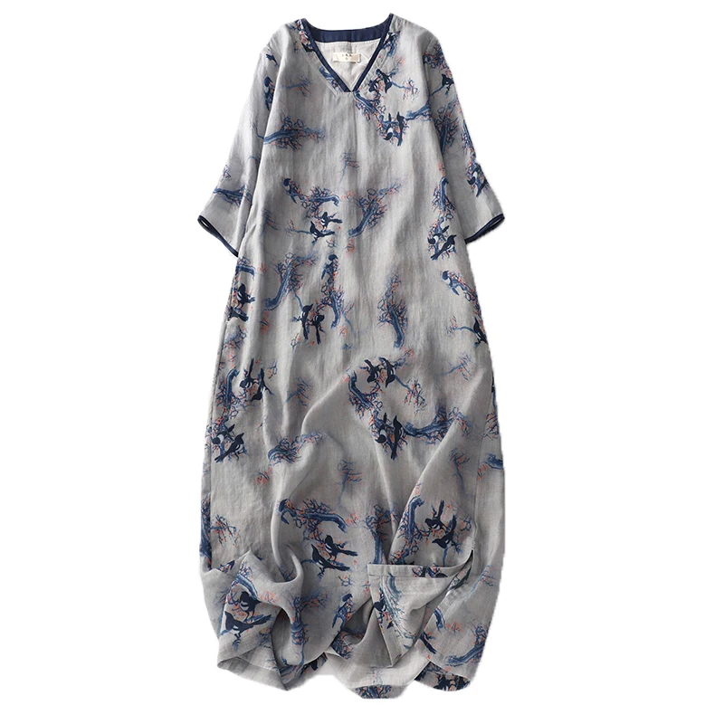 Женское хлопковое платье с цветочным принтом