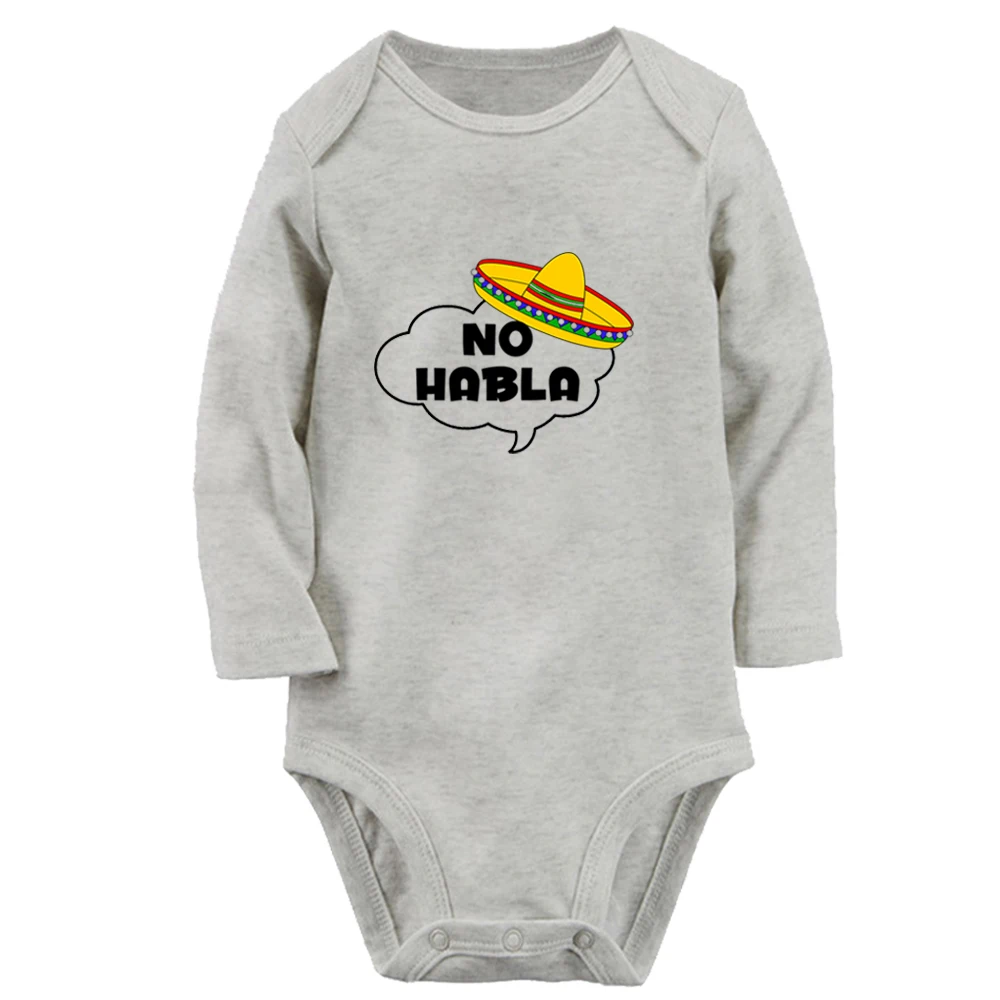 

iDzn NEW No Habla Cute Baby Rompers Baby Boys Girls Fun Print Bodysuit Infant Long Sleeves Jumpsuit Kids Soft Clothes