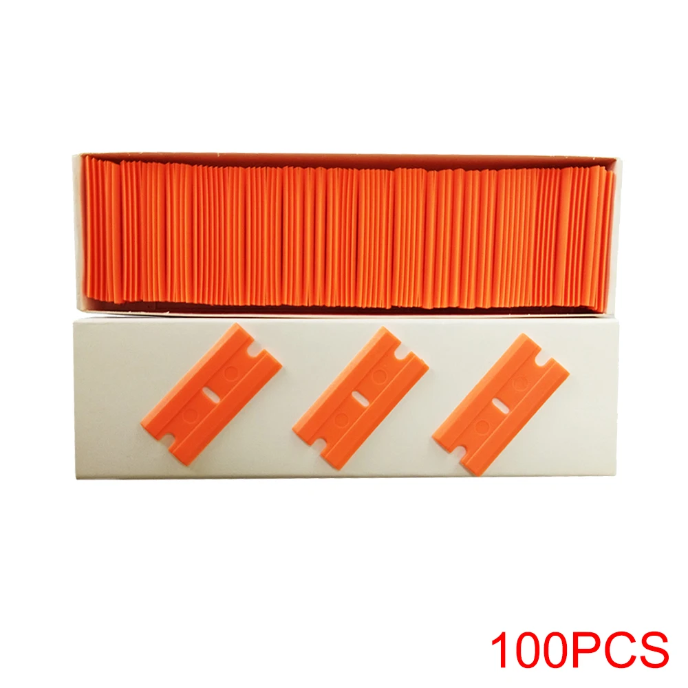 CNGZSY 100pcs Razor Blades Safety Scraper Glue Knife Glass Cleaner Replacement Carbon Steel Blade Ceramic Car Labels Remover E13