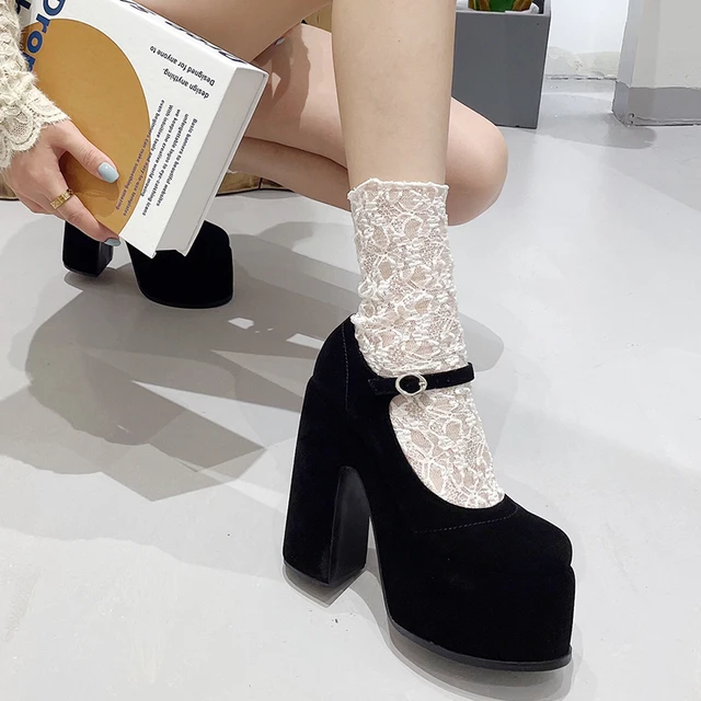 New Chunky Heeled Ankle Strap Pumps 