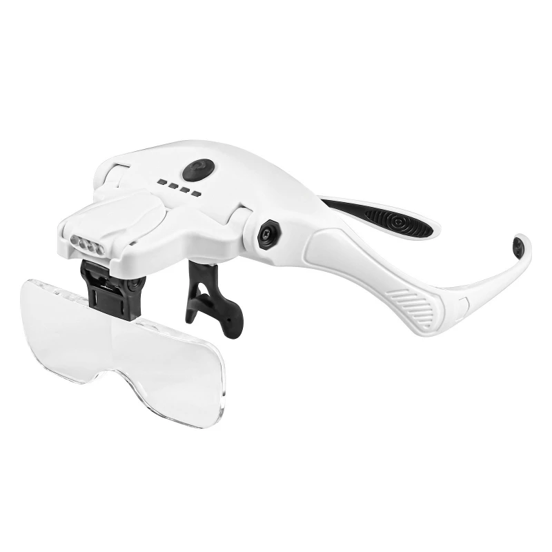 

E5BE Headband Magnifier Head-Mounted Magnifying Glass with 4 LED Light Rechargeable