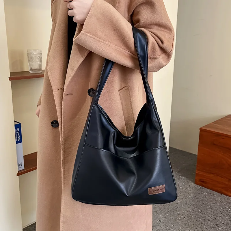 

Women's Large Capacity Handbag PU Leather Fashion Shoulder Bag Retro Leisure Travel Bag New Mall Shopping Bag Lady Underarm Bag