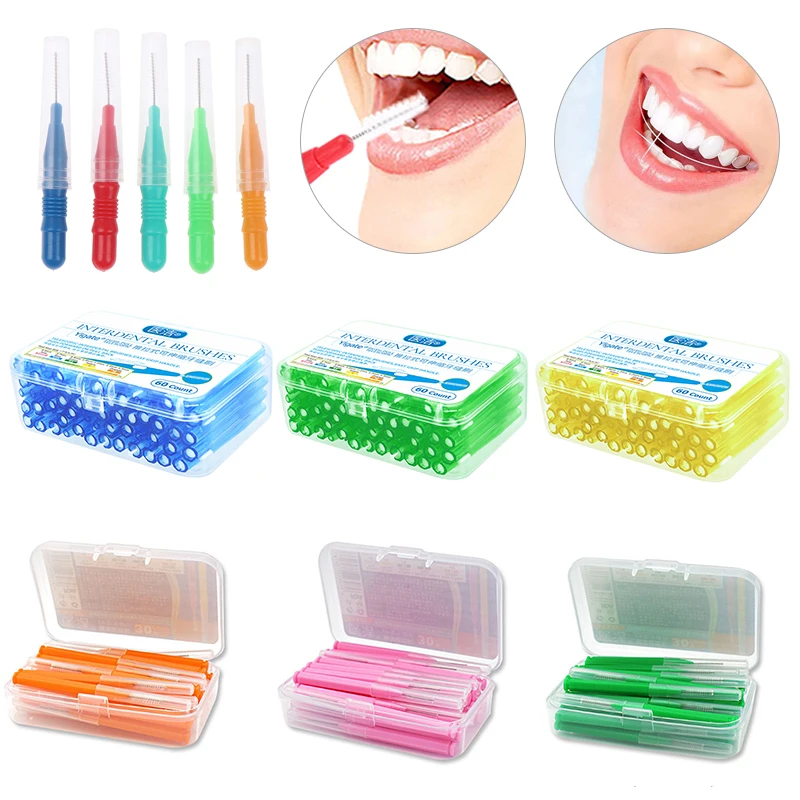 

30/40/50/60Pcs/Box Toothpick Dental Interdental Brush 0.6-1.5Mm Cleaning Between Teeth Oral Care Orthodontic I Shape Tooth Floss