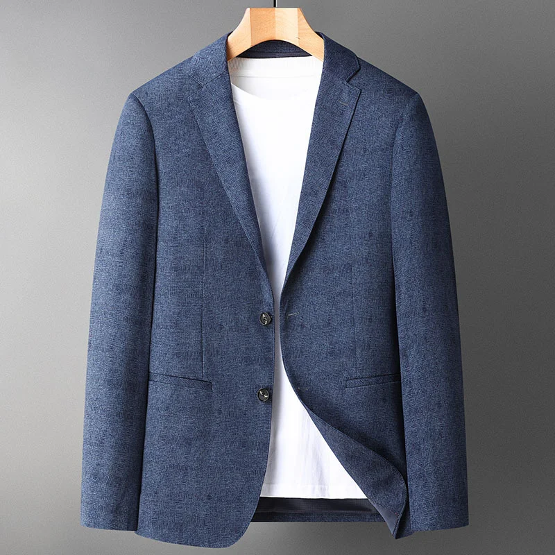 

Spring High Quality Mens Brand Blazer Jacket Fashion Blue Light Business Slim Fit Casual Suits Exquisite Men Clothing 2023