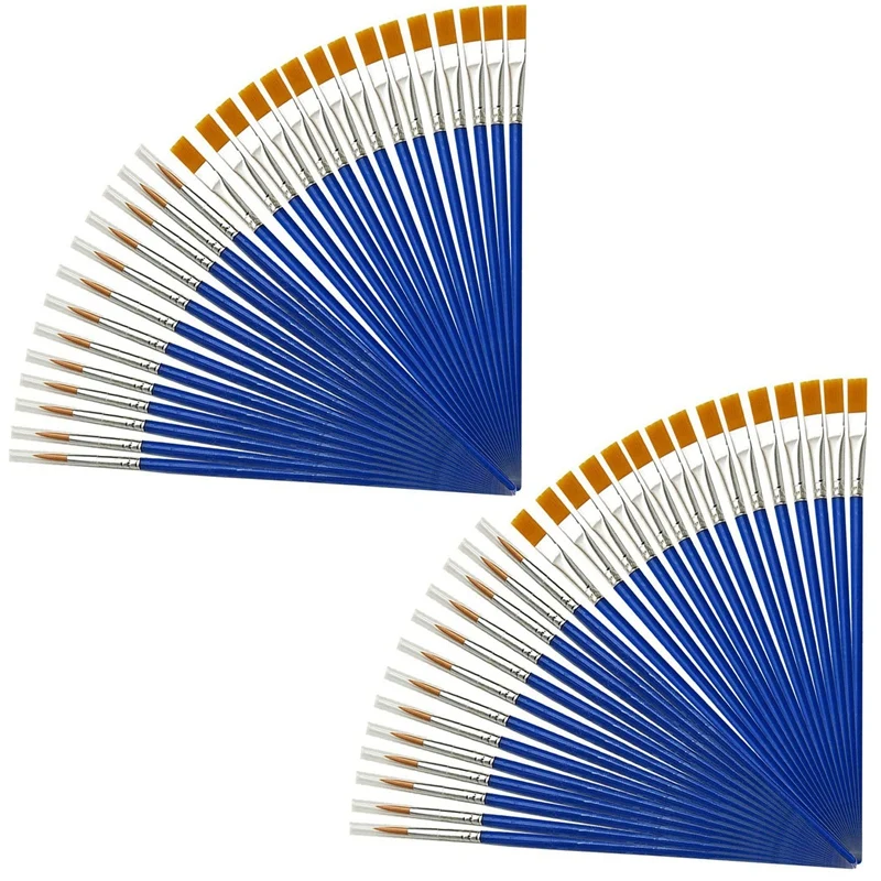 

200 Pieces Kids Paint Brushes Set For Watercolor Oil Painting Flat +Pointed Brush For Body Face Nail Craft Art