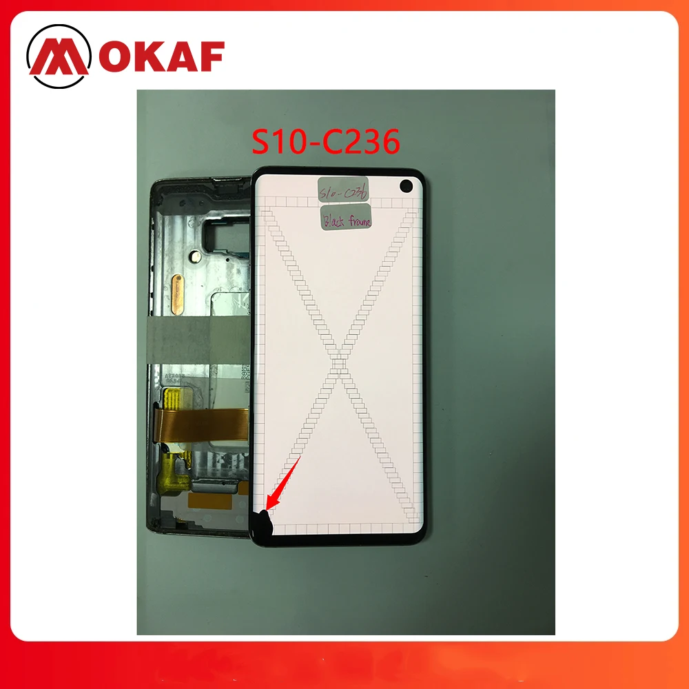 Enlarge OKANFU New Original Super Amoled With Small Point For Samsung Galaxy S10 SM-S10 G973 SM-G973F/DS G973U LCD Display Touch Screen