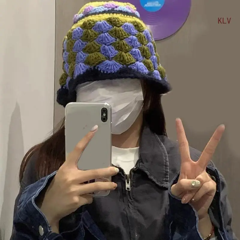 

Elastic Windproof Winter Hat Knitted Lingge Pattern Hat for Women Men Keep Ear Warm Hat Soft Cold Weather Supplies