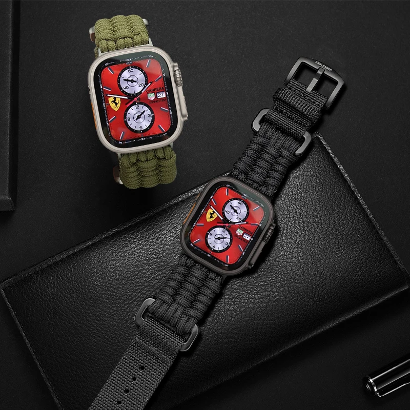 AKGLEADER плетеный нейлоновый ремешок для часов ручной вязки Apple Watch Ultra 2 1 Series 45 мм 44 42