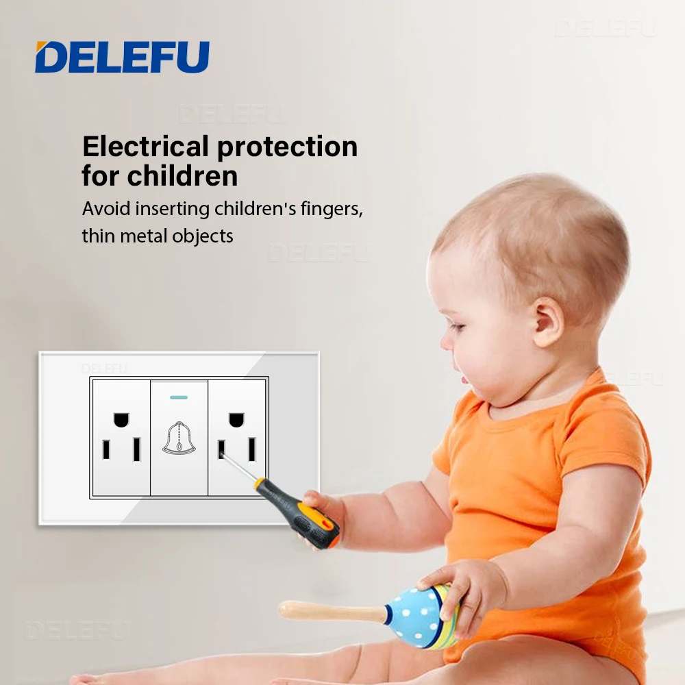 Панель из закаленного стекла DELEFU американская стандартная розетка 118*74 мм