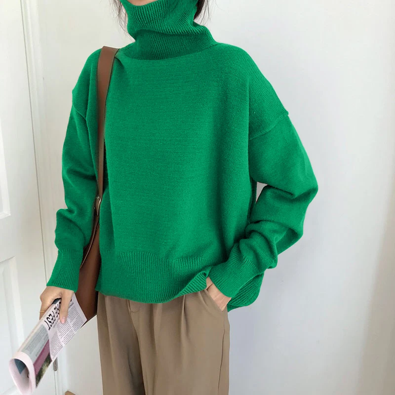 

ZELI 2022 Oversized Cashmere Turtleneck Knitted Sweater Women Winter Thicken Warm Solid Basic Pullover Female Casual Soft Jumper