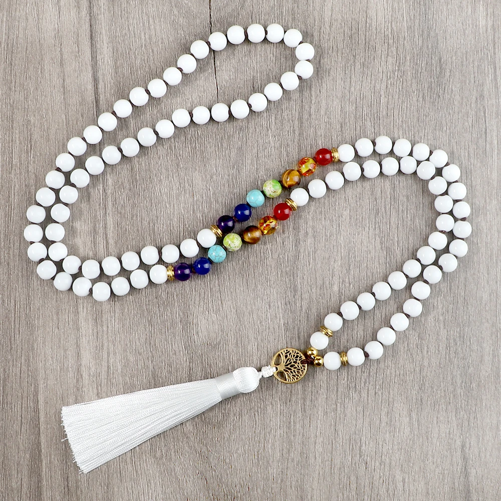 Ожерелье с 7 чакрами жизненного дерева рейки для мужчин и женщин 8 мм натуральные