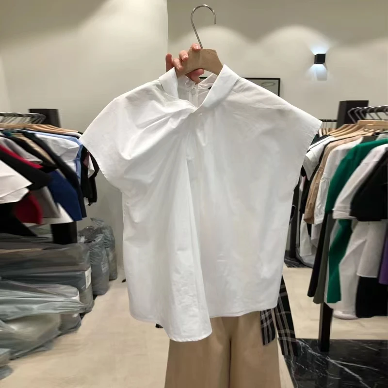 South Korea's Dongdaemun White Summer Blouse Ladies Korean New Pleated Kink Design Pullover Sleeveless Shirt Women's Top Shirts