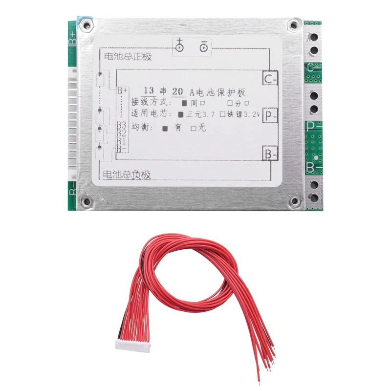 

Защитная плата 13S 48V 20A, литий-ионная стандартная печатная плата с балансировкой для электровелосипеда, электрического мотоцикла