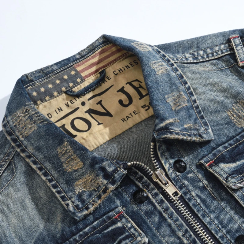 Винтажное Мужское пальто на молнии с длинным рукавом Мужская Байкерская