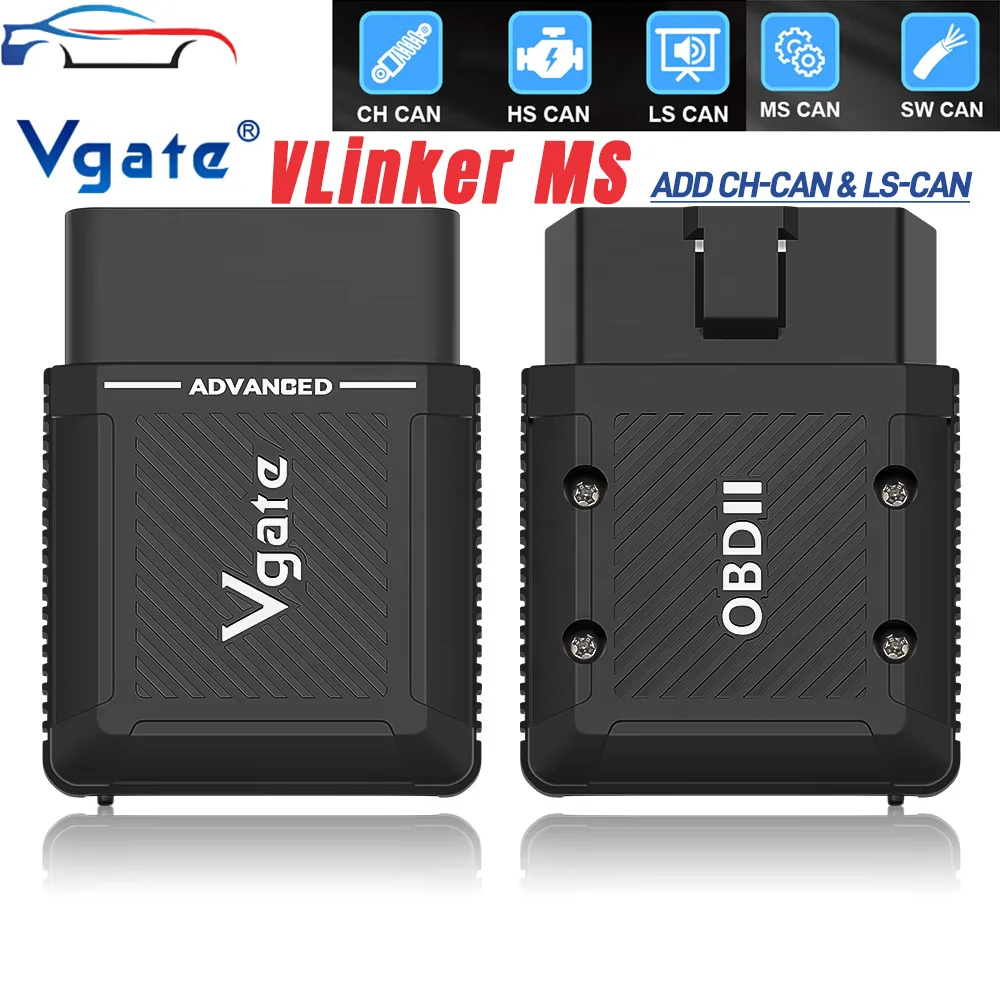

Vgate vLinker MS Модернизированный сканер OBD 2, Bluetooth V2.3 OBD2, автомобильный диагностический инструмент, считыватель кодов OBD, pk ELM327 для iOS/Android/ПК