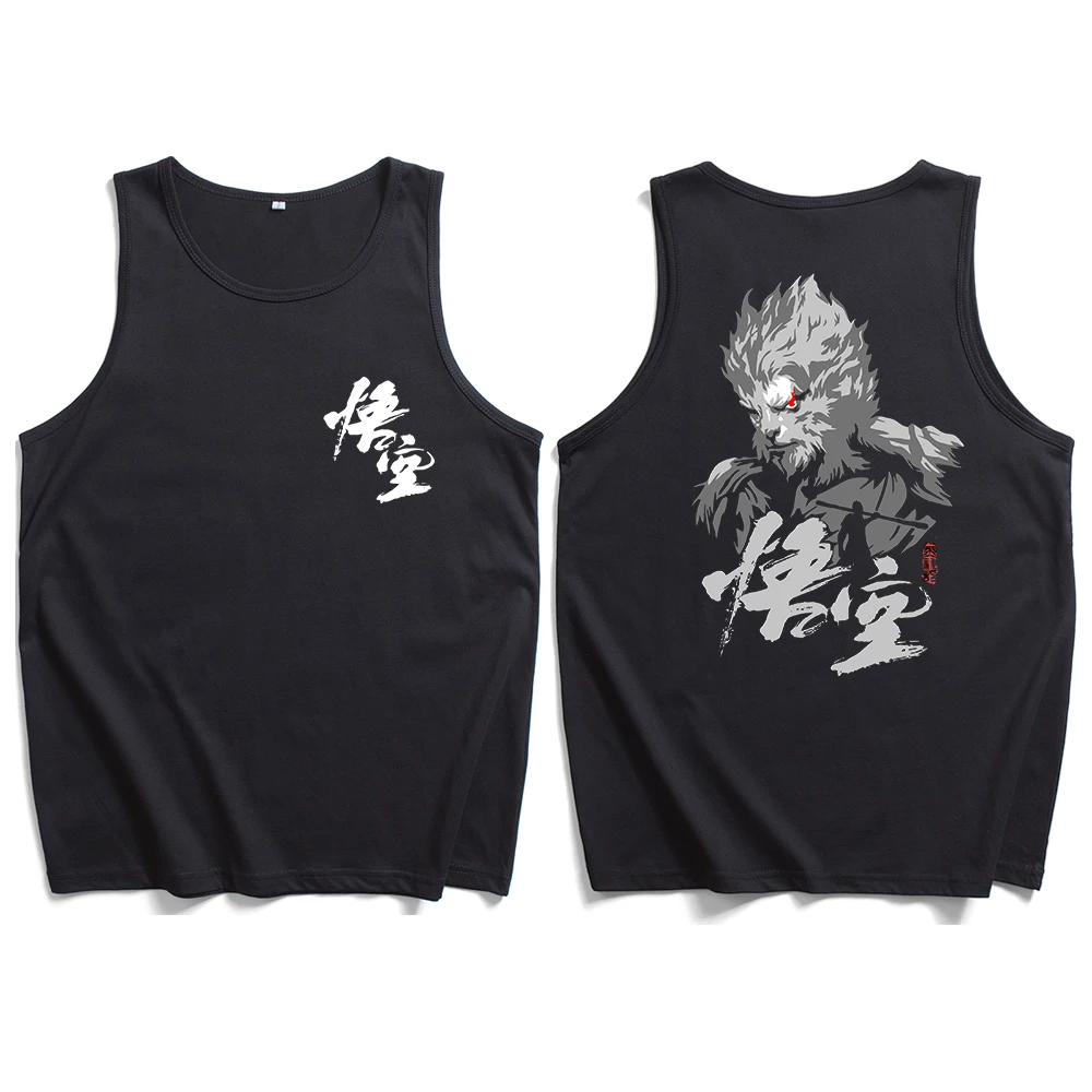 Черная миф Wukong Sun майка для мужчин и женщин с круглым вырезом без рукавов летние