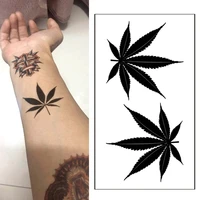 1pcs waterproof temporary tattoo sticker black maple leaf fake tattoo for women men body art shoulders neck arms tatoo