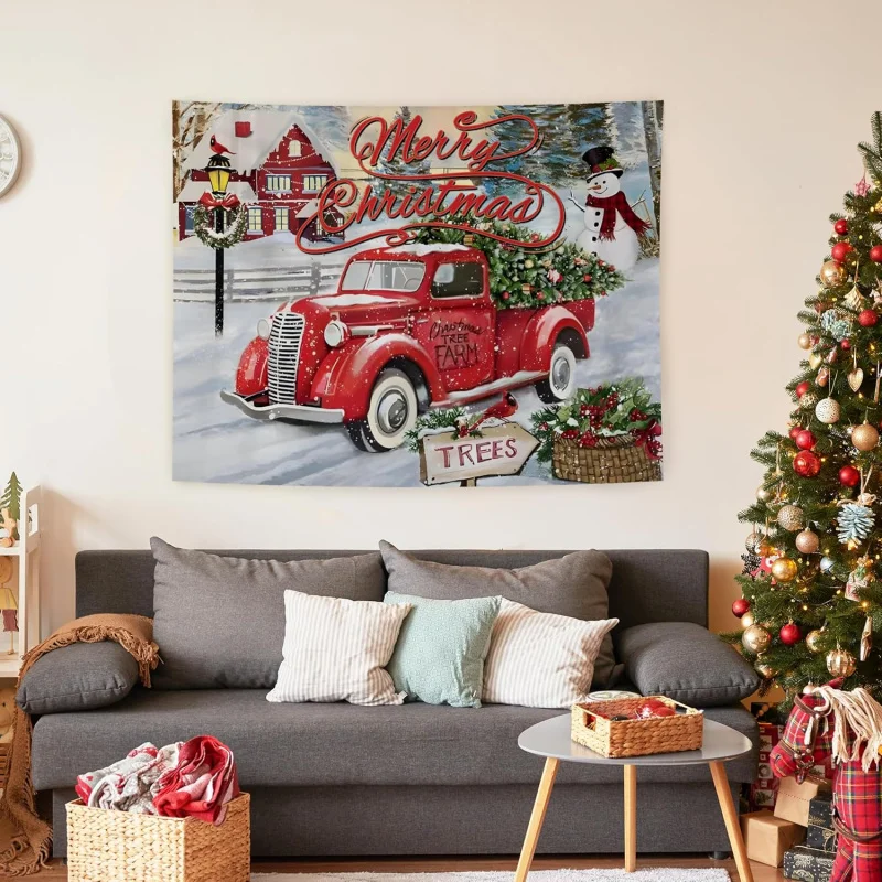 Рождественский гобеленРождественское treevintage украшение для дома спальни