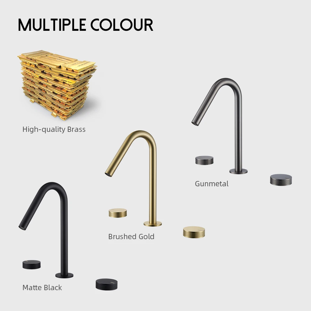 3 шт. Матовые золотой кран для раковины смеситель горячей и холодной воды