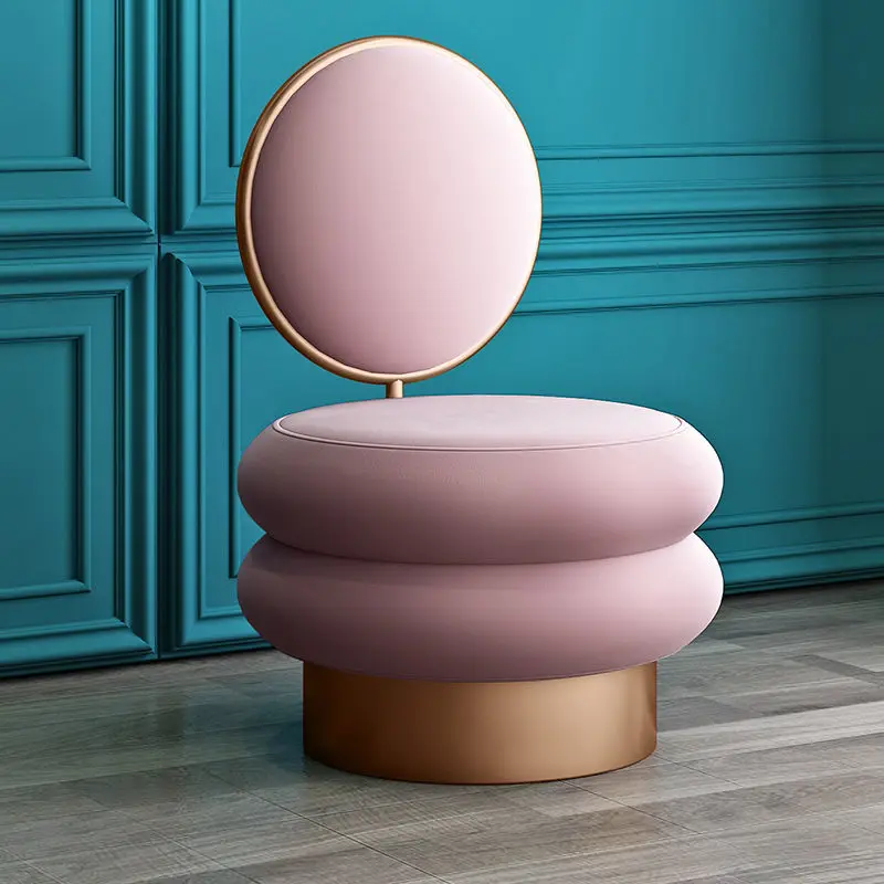 

Nordic net red dressing stool lazy dressing chair backrest manicure stool simple light luxury household low furniture