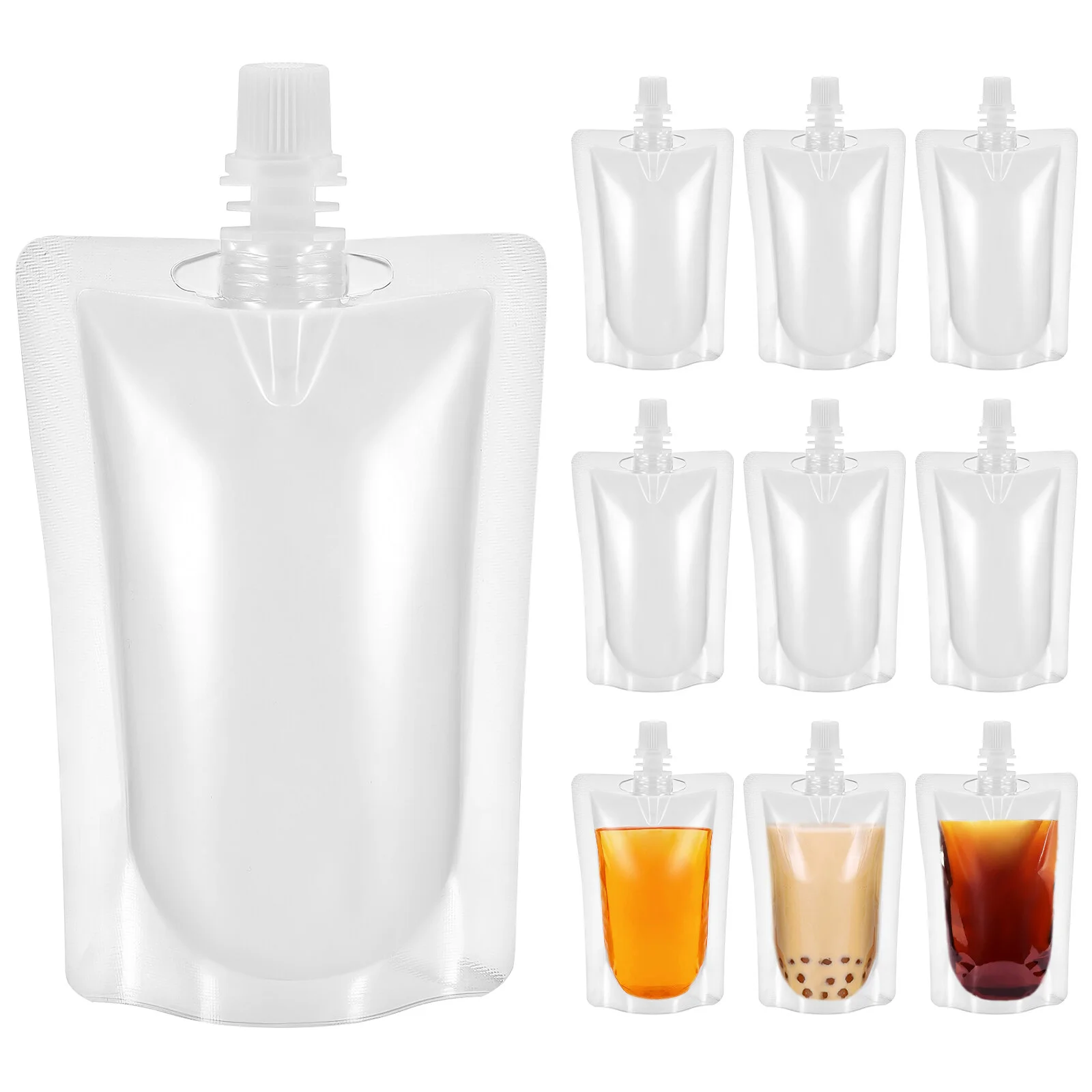 

50 шт. прозрачные фляжки для напитков стоячие мешочки портативные прозрачные пакеты для напитков