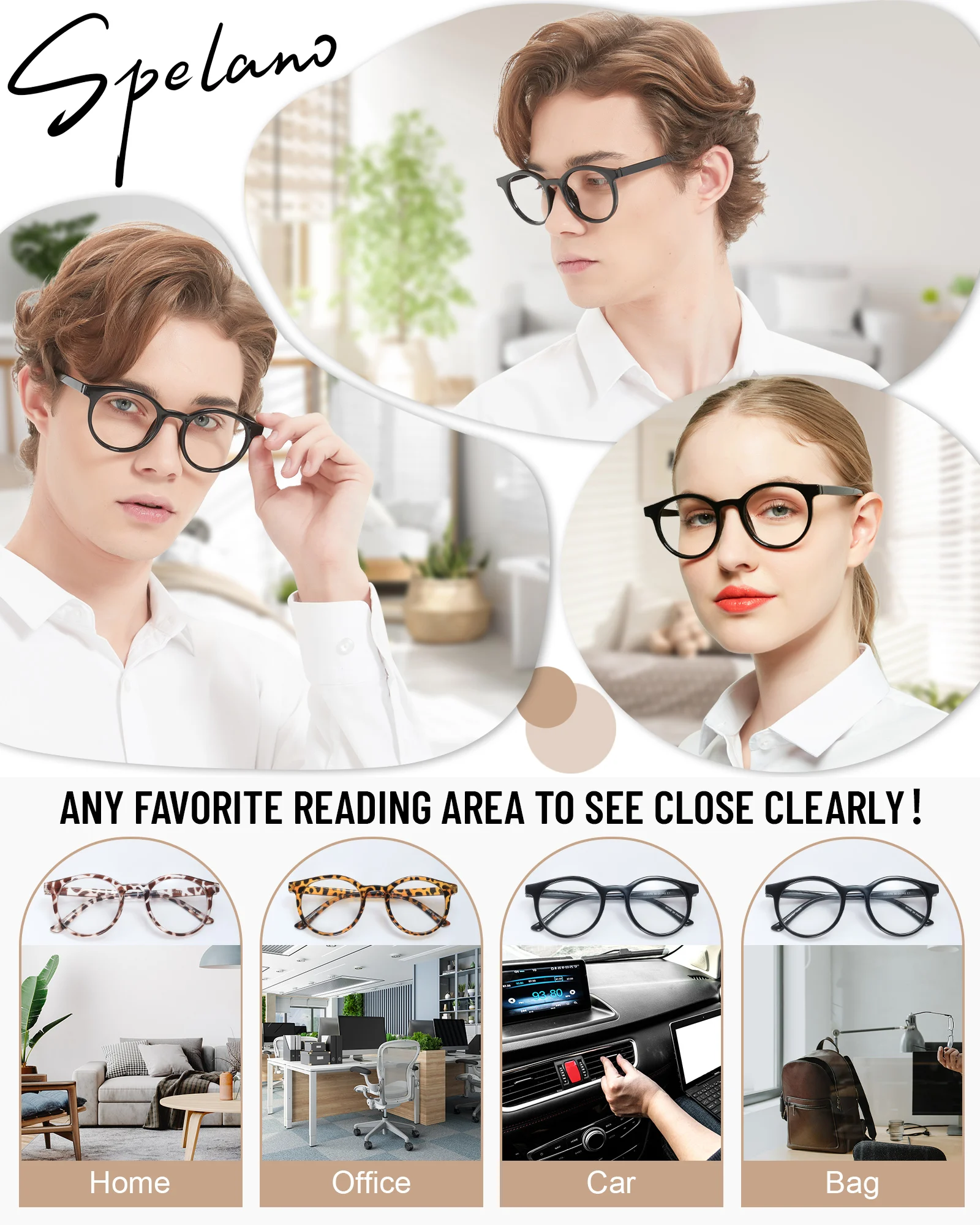 Женские очки для чтения в большой круглой оправе