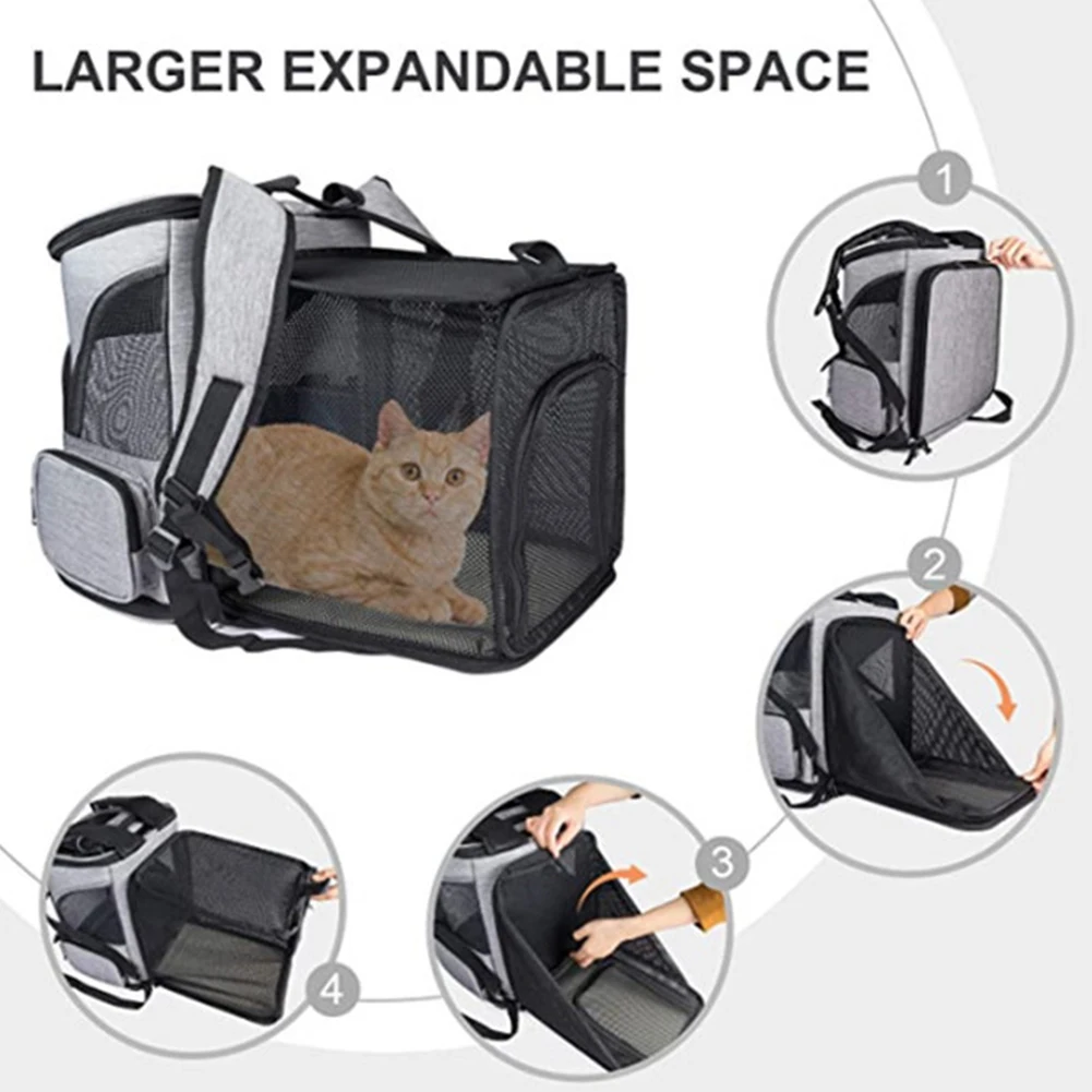 

Foldable Cat Travel Outdoor Backpack Portable Pet Carrier Backpack Expandable Breathable Large Capacity Creative for Cats Dogs