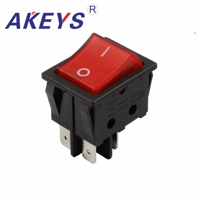 KCD4-201-4P 6 контактов 3nd gear 31x25 мм с двойной пряжкой, клавишный переключатель для водонагревателя