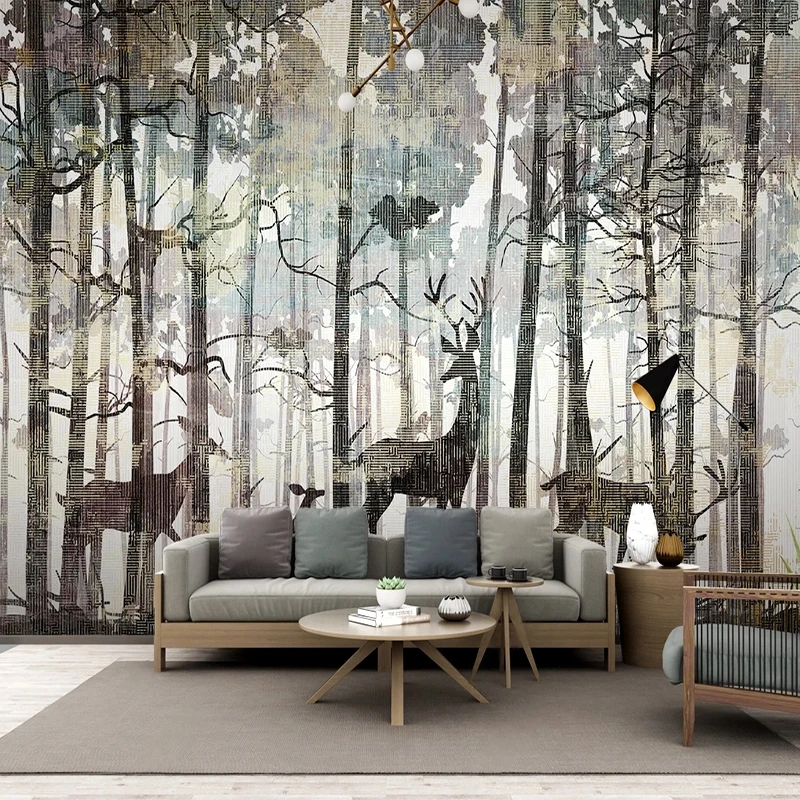 

Custom 3D Mural European Retro Wallpaper Forests Elk Photo Wall Paper Sticker For Living Room TV Background Wall Covering Fresco