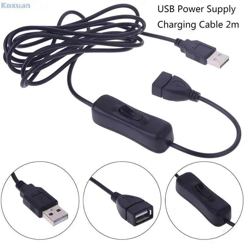 

1 шт. 2 м USB-кабель штекер-гнездо переключатель ВКЛ./ВЫКЛ. Кабель переключения светодиодной лампы линия питания