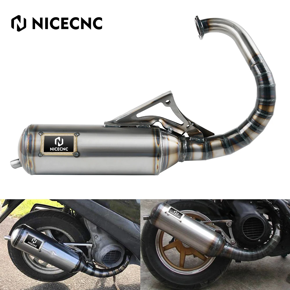 

NiceCNC Motorcycle Performance Exhaust Muffler Pipe Fit For Honda DIO SA50 SR50 SK50 SYM DD50 Kymco ZX DJ 65cc~90cc