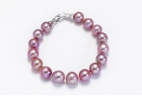 elegant 7 59 10mm natural south sea genuine purple round pearl bracelet woman free shipping clasp charm bracelet