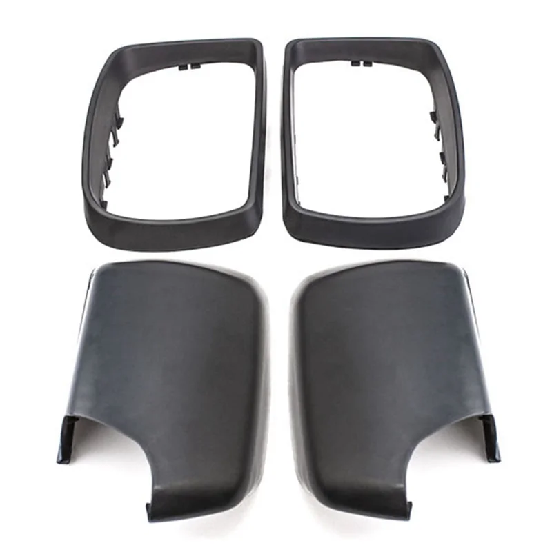 

1Pair Car Black Rearview Mirror Cover Shell Side Mirror Caps with Frame Replacement for-BMW E53 X5 2000-2006