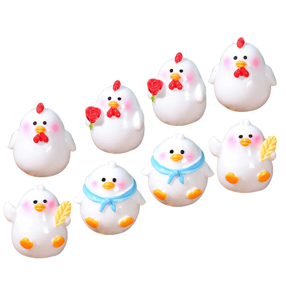 

8pcs Miniature Chick Figures Garden Micro Landscape Chick Statues Resin Chicks