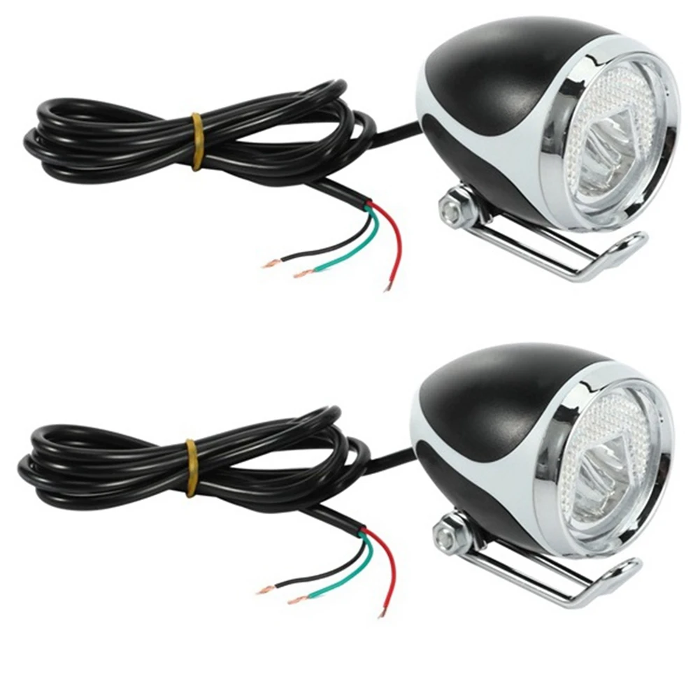 

2 Pcs 8/10 inch Streamlined Electric Scooter Headlight with Horn 24V/48V Bright LED Bikes Head Light Cycling
