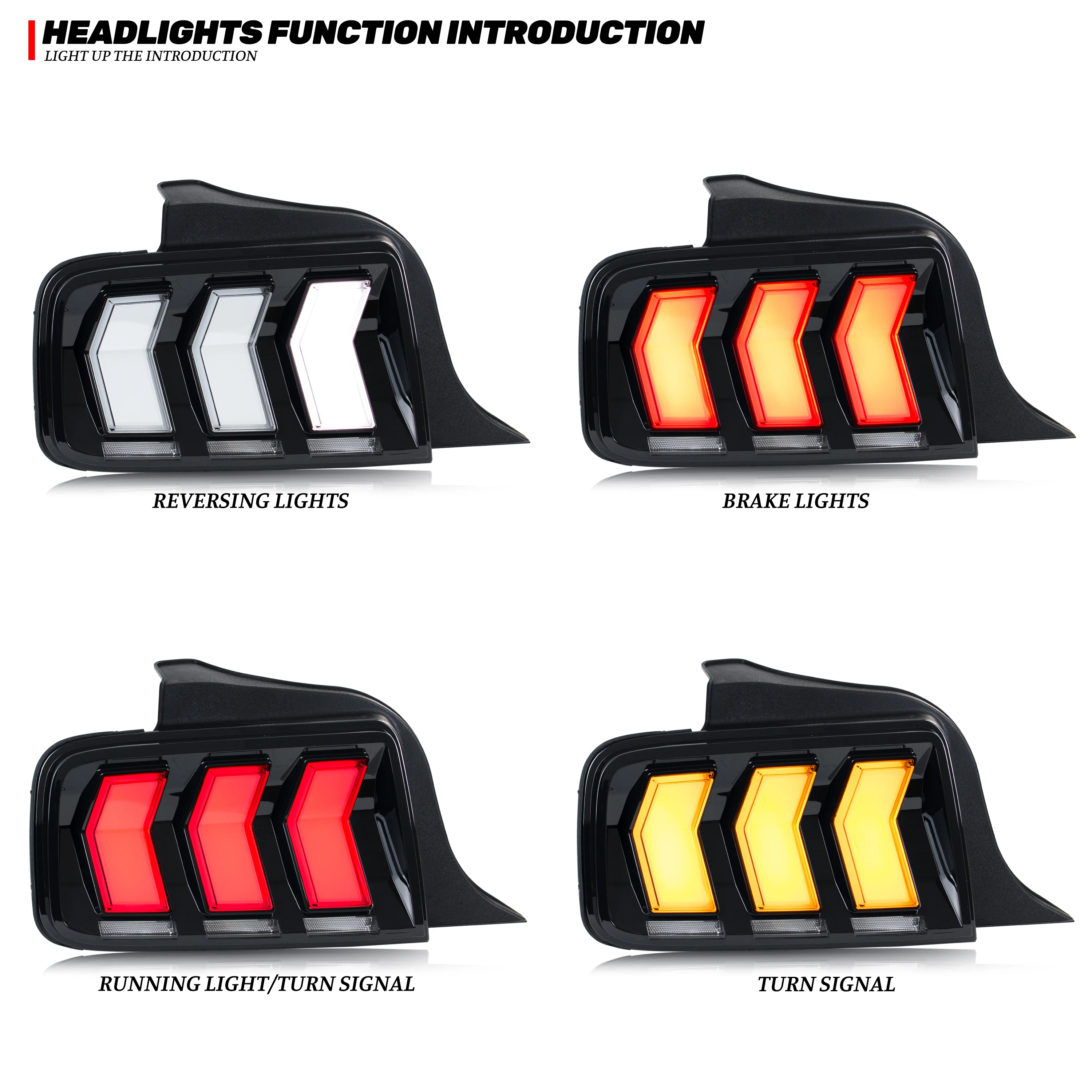 Светодиодные задние фонари для Ford Mustang S-197 2005-2009 гг. с последовательными