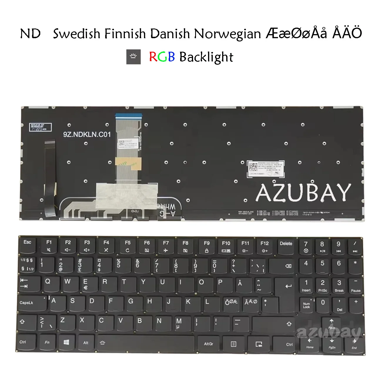 Фото Клавиатура для Lenovo Legion Y520-15IKB, Y520-15IKBA, Y520-15IKBM, 15IKBN, Y720-15IKB с RGB-подсветкой, шведская, финская, датская, норвежская раскладка №1