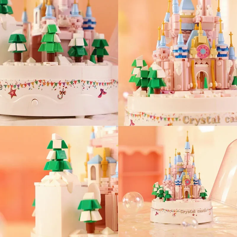 Замок музыкальная шкатулка строительные блоки креативный мультяшный принцесса