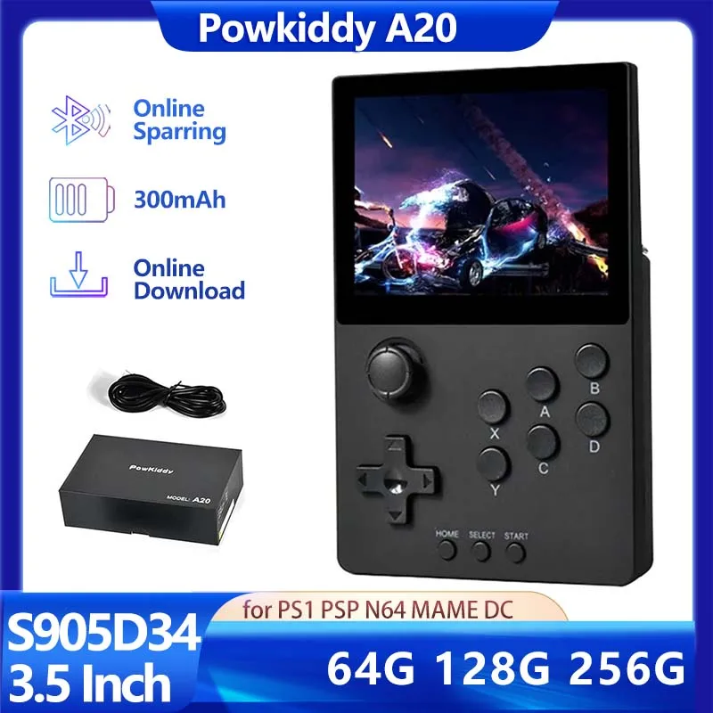 

Портативная игровая консоль Powkiddy A20 в стиле ретро, мини-Игровая приставка с IPS-экраном 128 дюйма, 64 ГБ/256 ГБ/3,5 ГБ, HD, Android, оригинальная система, н...