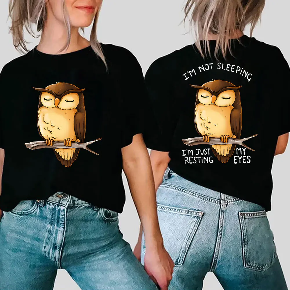

Funny 2024 Clothing Graphic T Shirt Women Owl I'm Not Sleeping I'm Just Resting My Eyes Fashion Tees T-shirt Female Y2k Tops