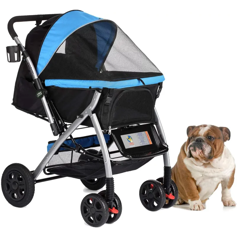 

HPZ Rover Premium Heavy Duty Pet Stroller, Blue pet trolley cat stroller