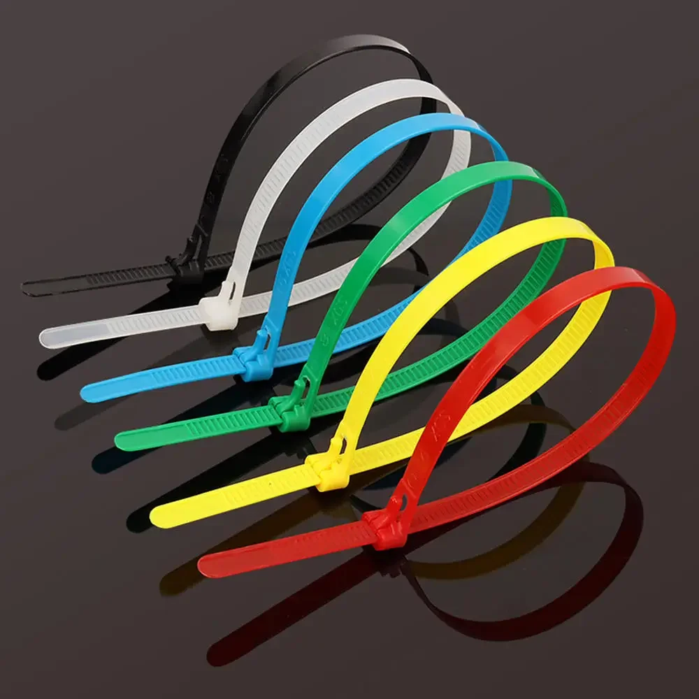

Многоразовые Кабельные стяжки 50 шт., пластиковые рельефные нейлоновые фиксированные цветные черно-белые, повторная разборка