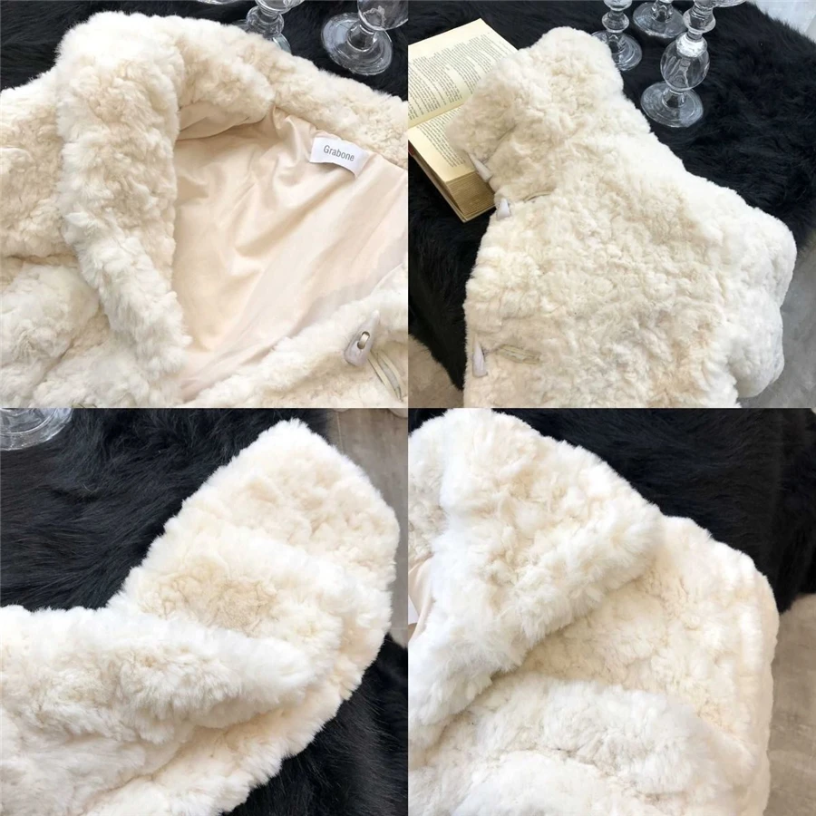 Winter Imitation Lambwool Mink Rabbit Fur Jacket Women Plush Warm Thick Coat Horn Button Furry Soft Outwear Top Sobretudo Casaco