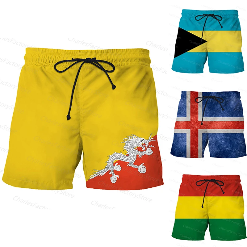 

Мужские летние шорты с 3D-принтом, пляжные штаны с международным флагом, крутые плавки, негабаритная уличная одежда, мужская повседневная ул...
