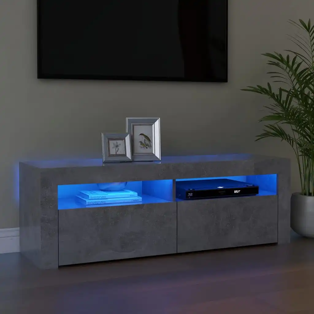 

TV Cabinet, TV Stands with LED Lights Concrete Grey 120x35x40 cm