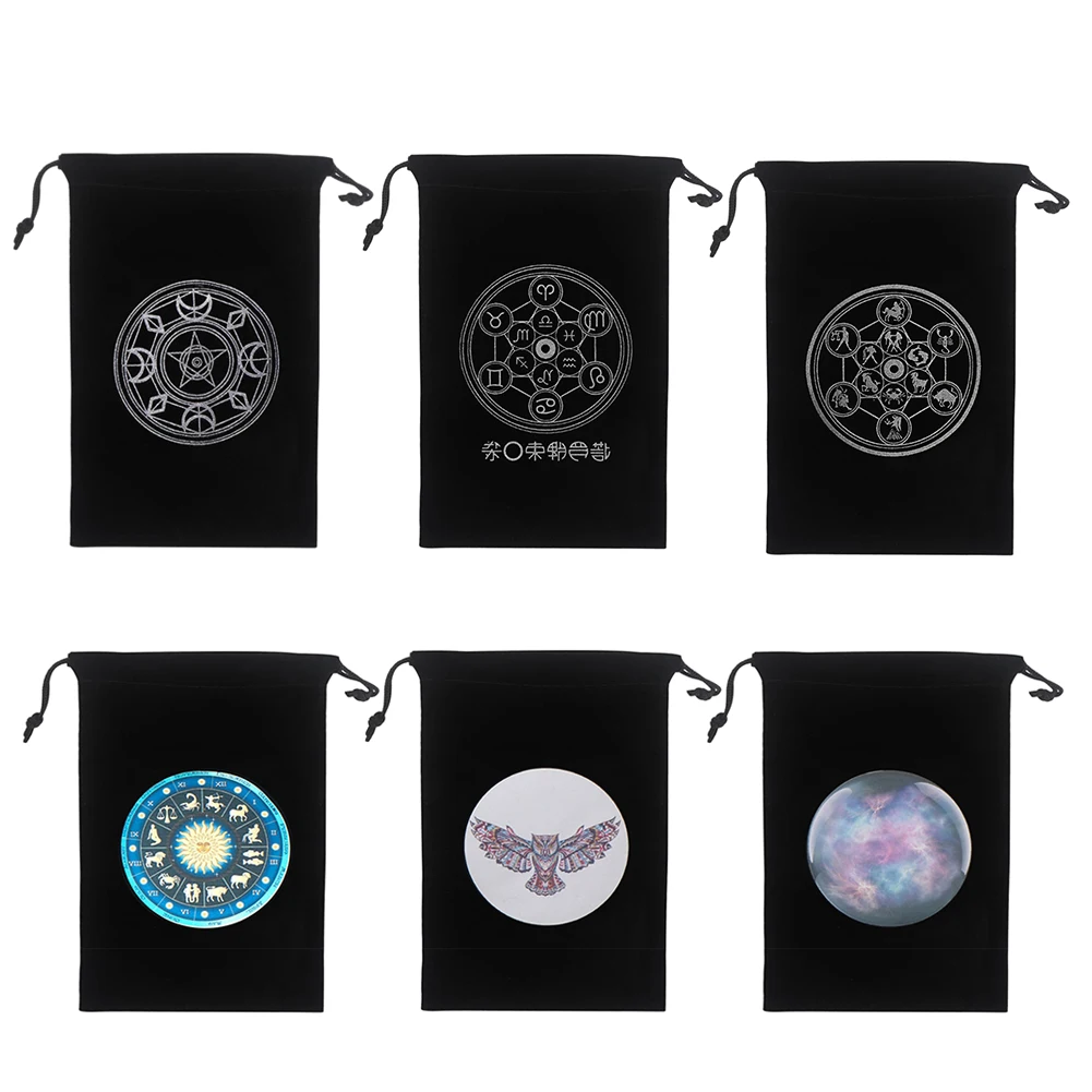 

Portable Velvet Moon Phase Tarots Cards Storage Bag Constellation Divination Accessories Jewelry Dice Drawstring Bag