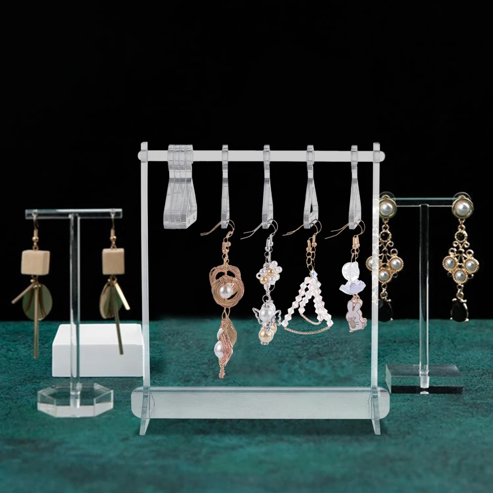 

Clear Acrylic Coat-hanger Shape Earring Display Stands For Women Girls Jewelry Display Supplies Hanging Earring Show Holder