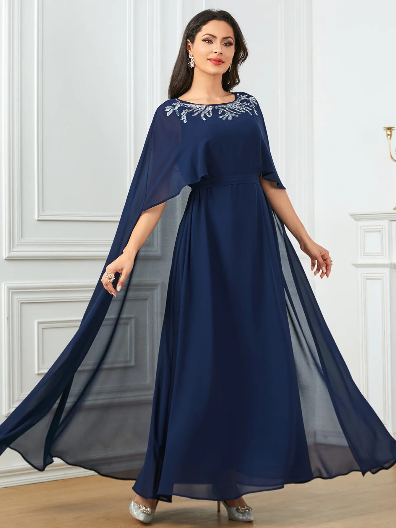 Женское платье с вышивкой Элегантное повседневное рукавами-фонариками