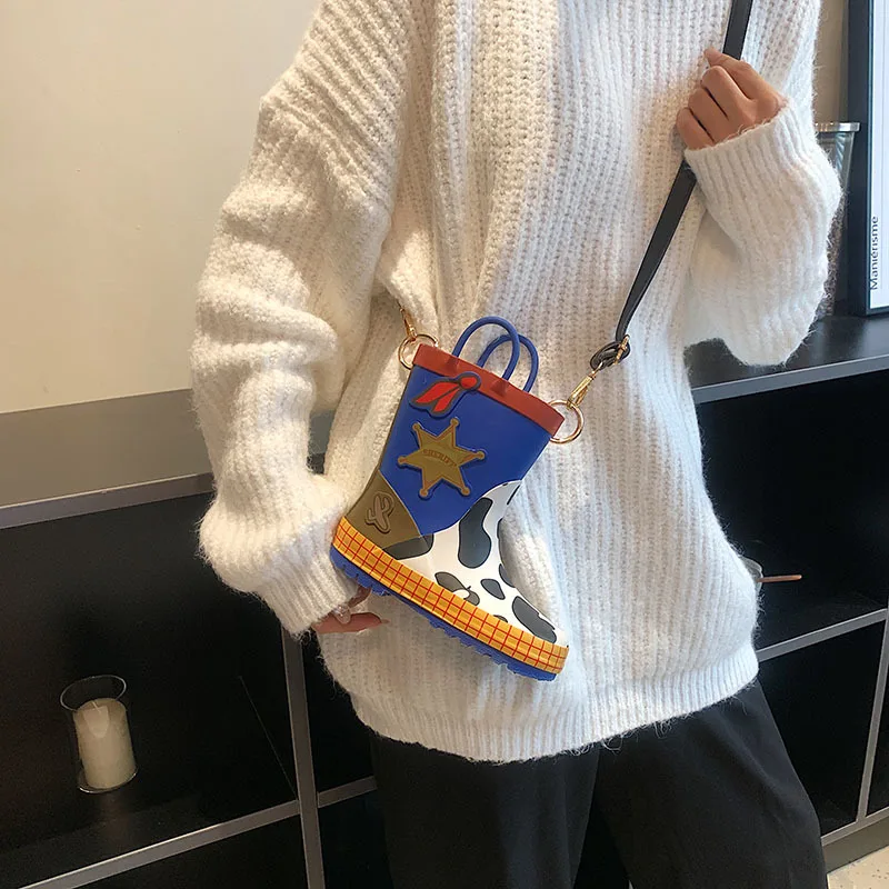 Instagram Mesh Red Creative Women's Special-Interest Design Rain Boots Shoulder Crossbody Funny Accessories Mobile Phone Bag