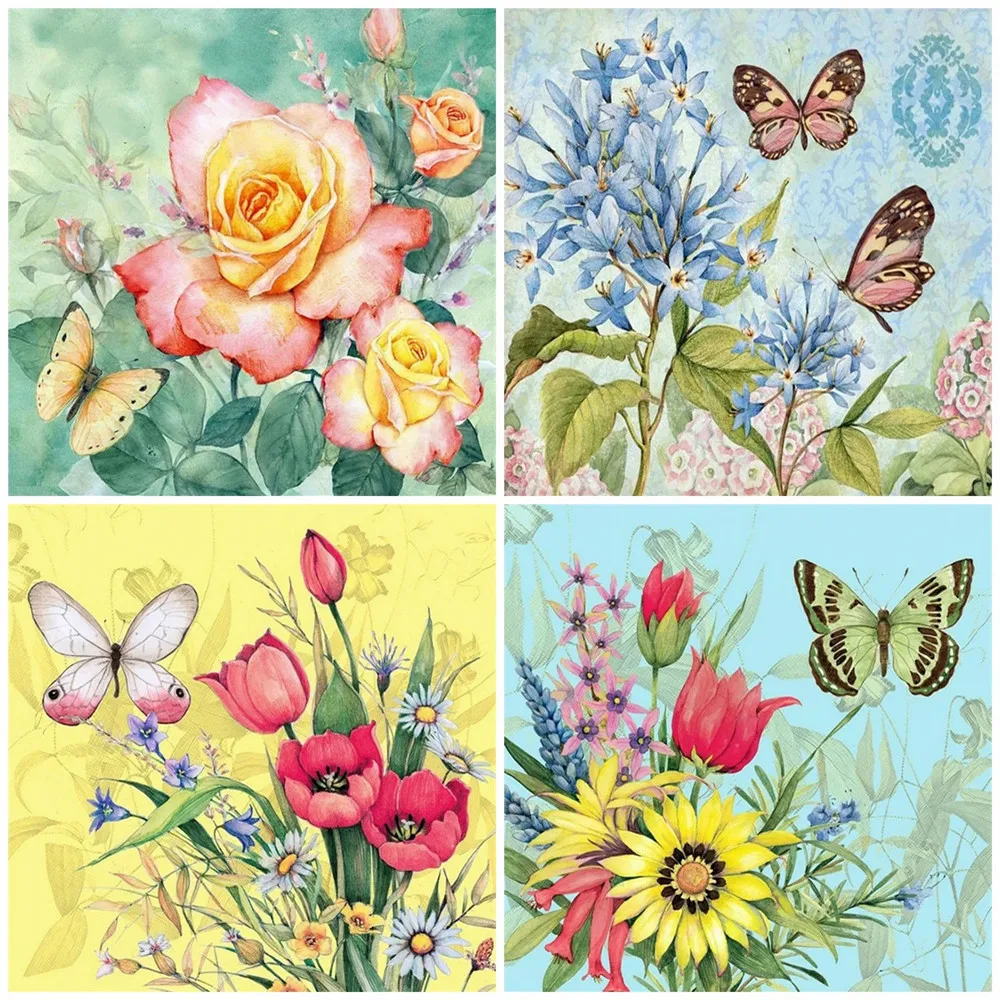 

HUACAN полная квадратная/круглая искусственная алмазная живопись вышивка цветок бабочка вышивка картины для дома